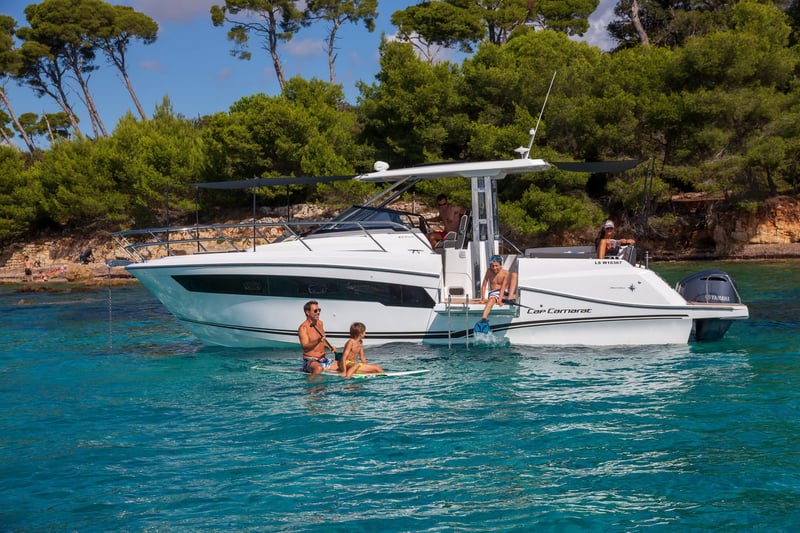 Side terrace for easy water access on Jeanneau Cap Camarat 10.5 WA