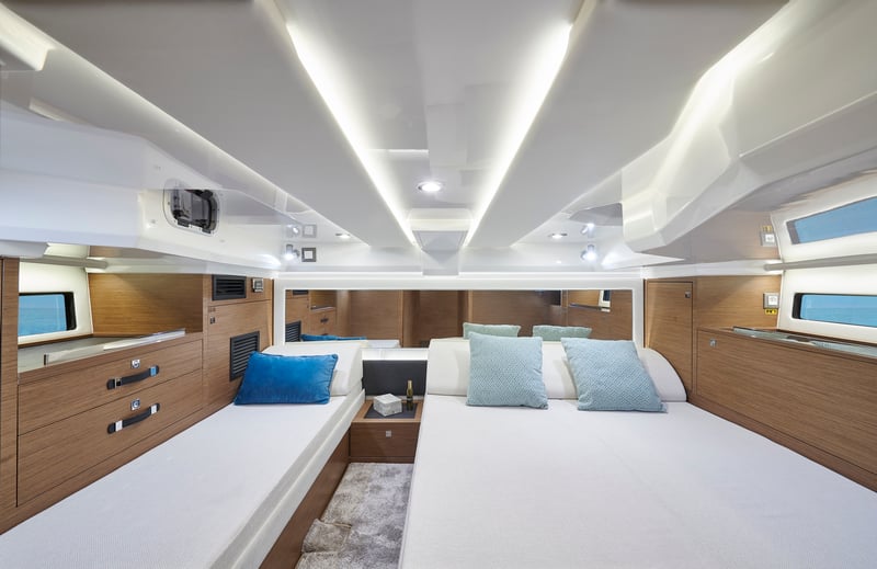 King-size berth in the master cabin of Cap Camarat 12.5 WA