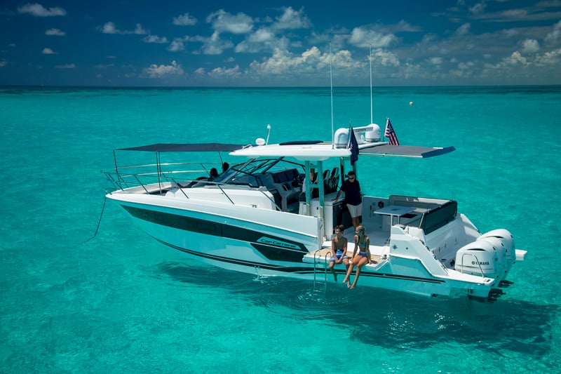 Jeanneau Cap Camarat 12.5 WA day cruiser on open water