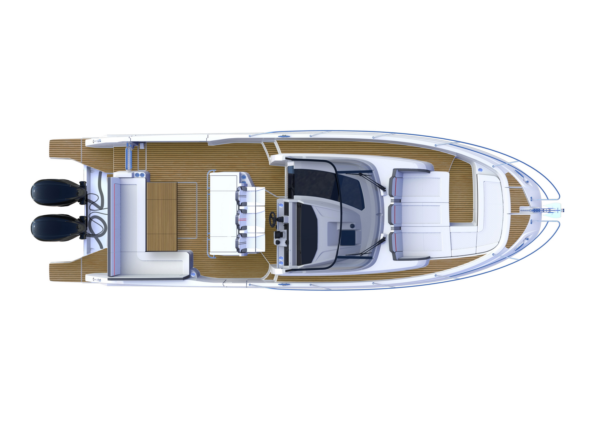 Spacious L-shaped seating in the aft cockpit