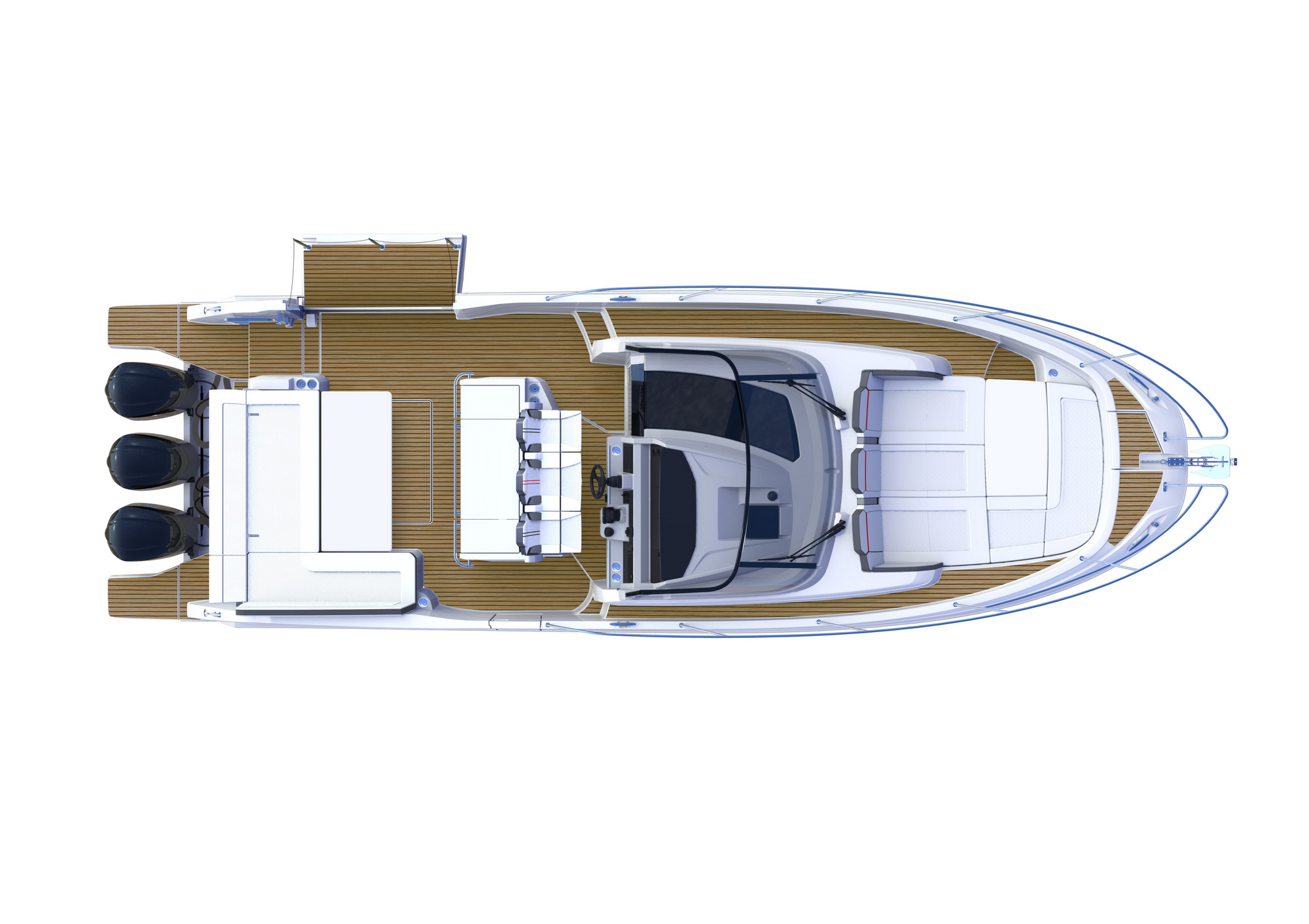 Luxurious cockpit seating area on Cap Camarat 12.5 WA