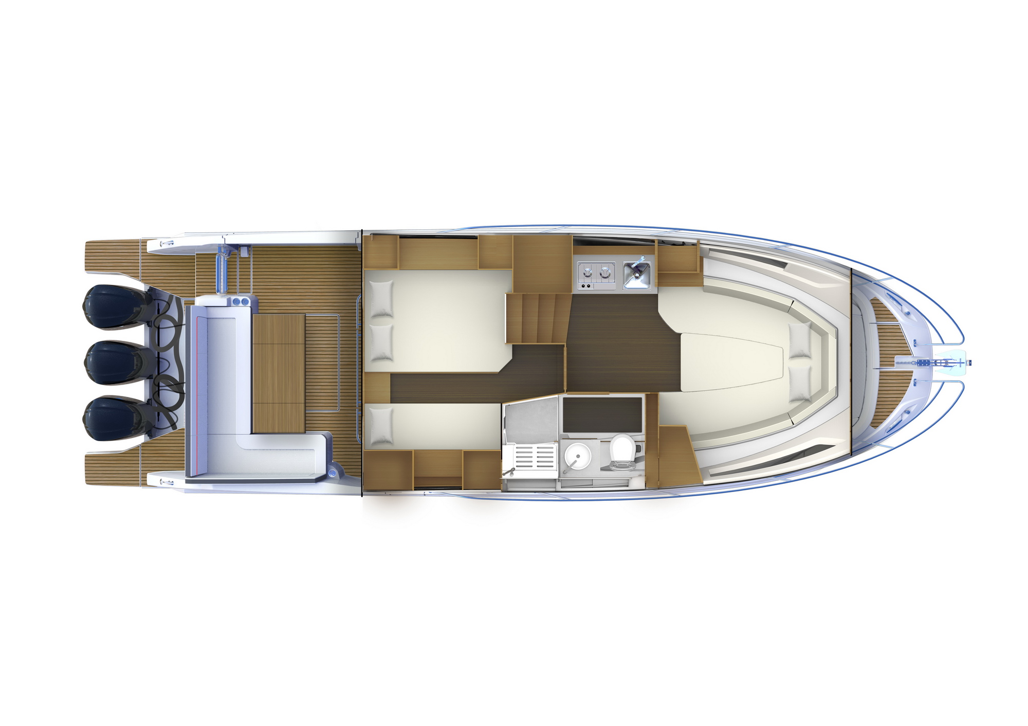 -Forward saloon area convertable into bed on Cap Camarat 12.5 WA
