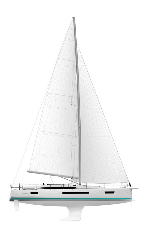 Jeanneau Sun Odyssey 490 purjehtimassa avomerellä, huipputason mukavuus ja suorituskyky.
