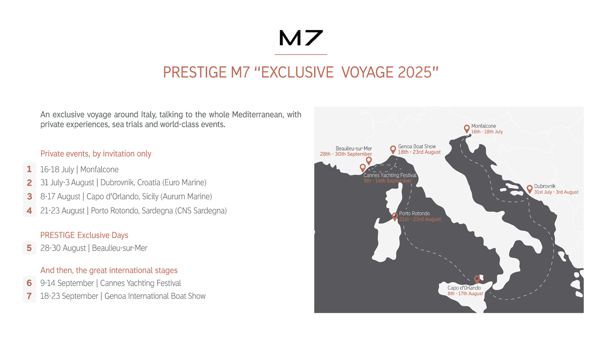 Prestige M7 Exclusive Voyage 2025 -kiertue Välimerellä